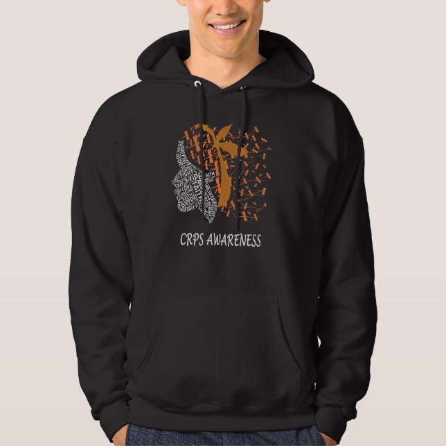 Hope Fiure Cure Support Crps Awareness Dragonfly W Hoodie (Framsida)