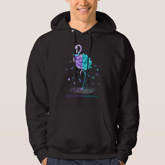 Hope Flamingo Lila Blue Rreumatoid Arthritis Awa Hoodie (Framsida)