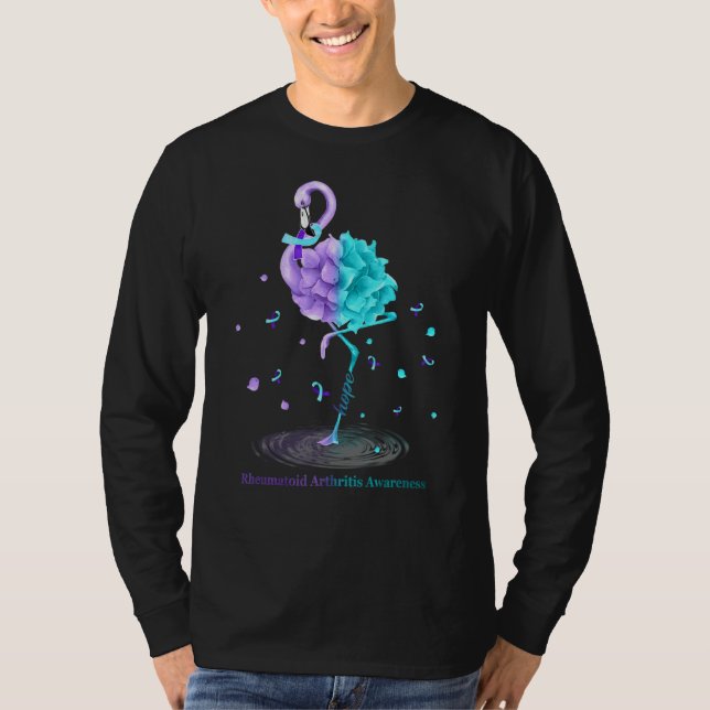 Hope Flamingo Lila Blue Rreumatoid Arthritis Awa T Shirt (Framsida)