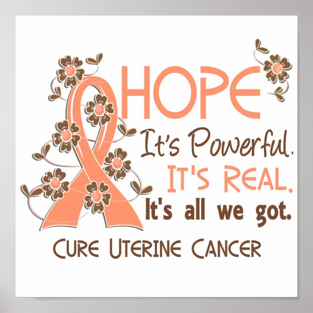 Hope Flower Ribbon Uterine Cancer Poster (Framsidan)