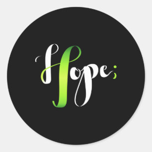 Hope Green Ribbon Semikolon - Mental Hälsomedveten Runt Klistermärke