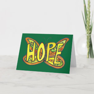 Hope Grönt Butterfly Art Note of Greeting Card Kort