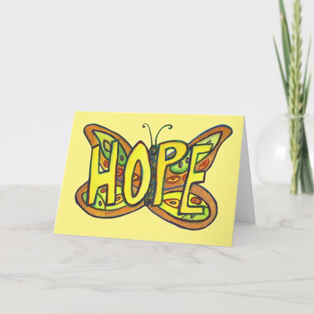 Hope Grönt Butterfly Art Note of Greeting Cards Kort (Framsida)