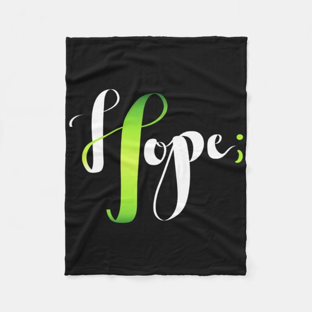 Hope Grönt Ribbon Semicolon - Mental Health Awaren Fleecefilt (Framsidan)