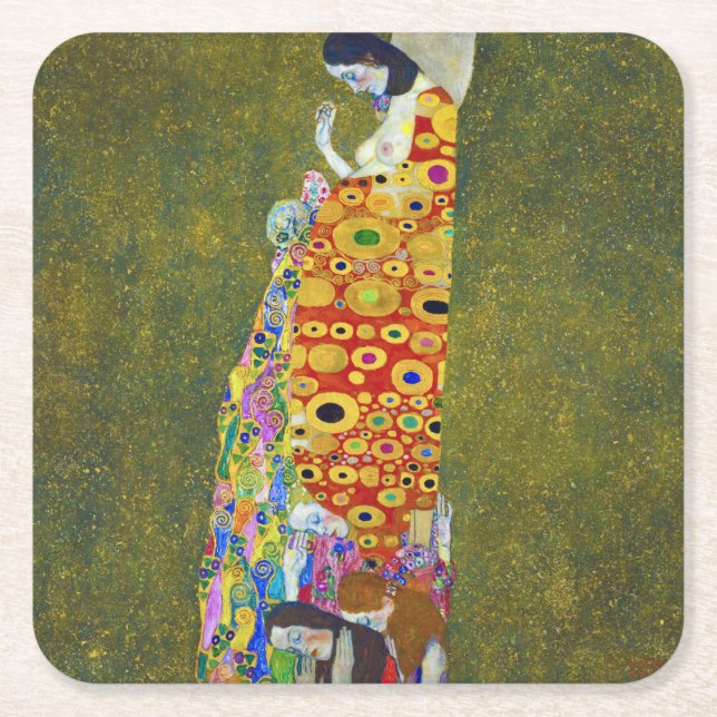 Hope, Gustav Klimt Underlägg Papper Kvadrat (Framsidan)