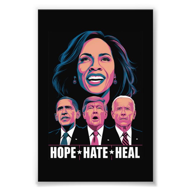 Hope Hate Heal Stiga upp Kamala 2024 Fototryck (Framsidan)