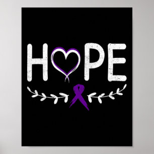 Hope Heart Lila Ribbon Pancreatic Cancer Poster