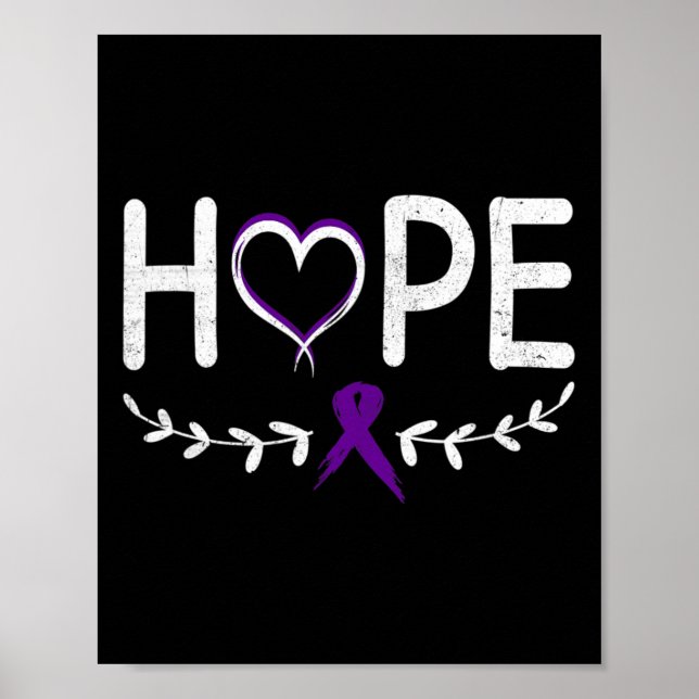 Hope Heart Lila Ribbon Pancreatic Cancer Poster (Framsidan)