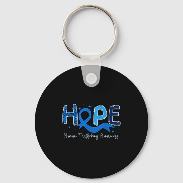 Hope Human Trafficking Awareness Blue Ribbon  Nyckelring (Framsida)