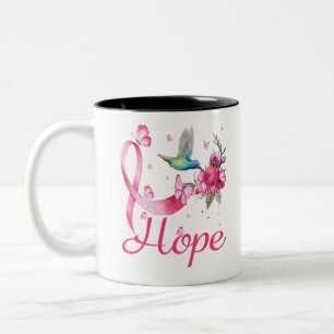 Hope Hummingbird Breast Cancer Awareness Två-Tonad Mugg