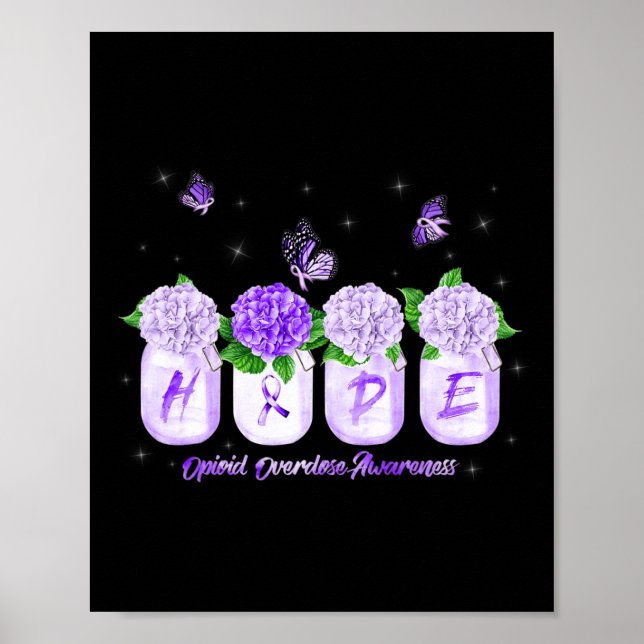 Hope Hydrangea Flower Butterfly Opioid Overdose Aw Poster (Framsidan)