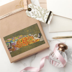 Hope II av Gustav Klimt, Vintage Art nouveau Rektangulärt Klistermärke