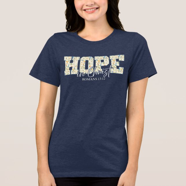 Hope in Jesus - Blommigt Bible Verse Shirt T (Framsida)