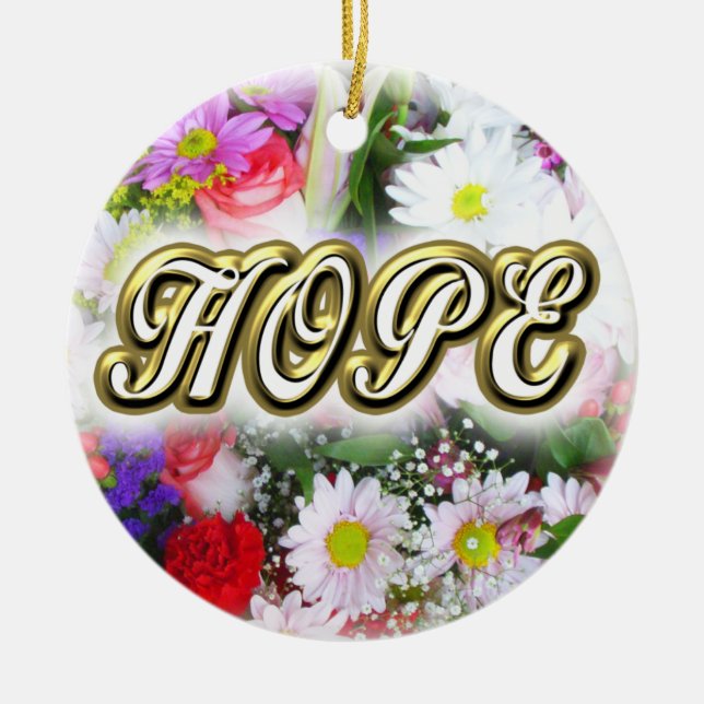 HOPE-inspiration skriven i en Bouquet Ceramic Orna Julgransprydnad Keramik (Framsidan)