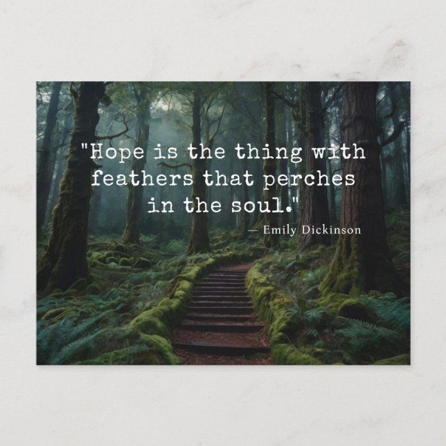 "Hope Is the Thing with Feathers" Emily D Postkort Vykort (Framsida)