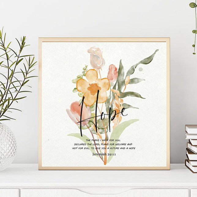 Hope-Jeremiah 29:11 orangens blommigt Poster (Skapare uppladdad)