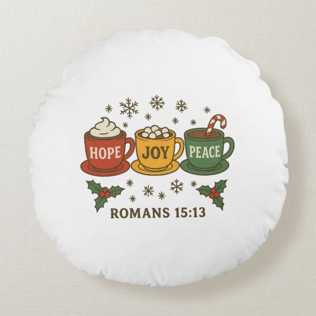 Hope, Joy and Peace Holiday Rund Kudde (Framsidan)