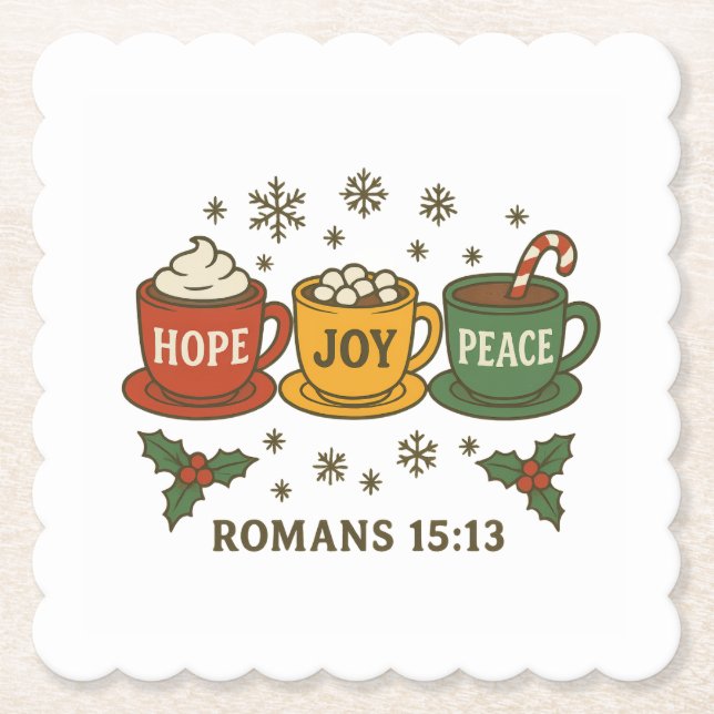 Hope joy Peace and Cocoa Underlägg Papper (Framsida)