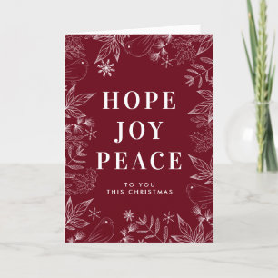 Hope Joy Peace Doves & Löv Red Religiösa Helgkort