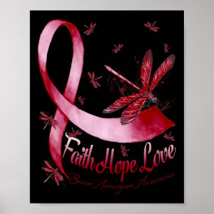 Hope Kärlek Brain Aneurysm Awareness Dragonfly Poster