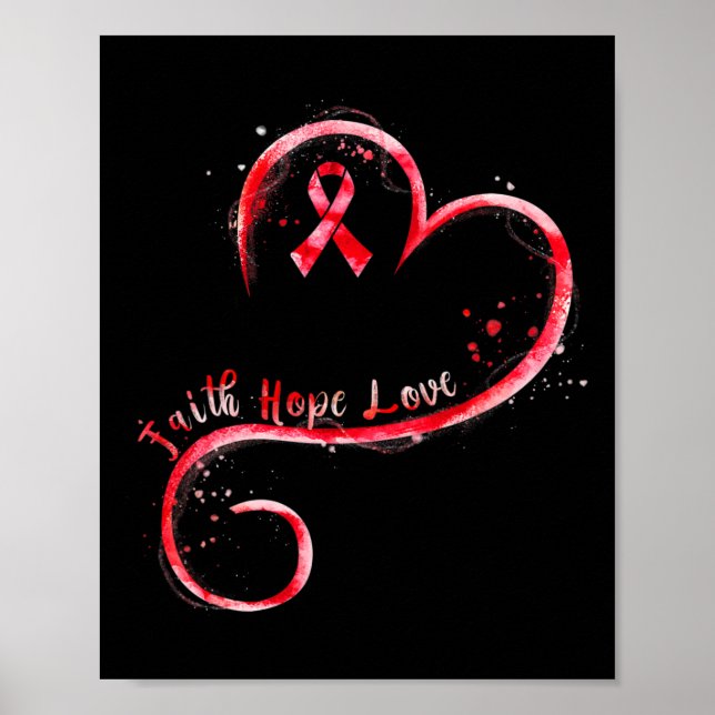 Hope Kärlek Burgundy Ribbon Brain Aneurysm Awarene Poster (Framsidan)