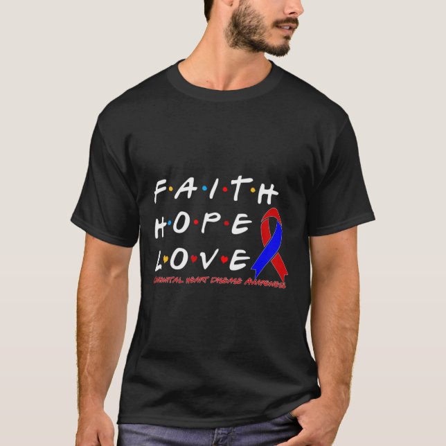 Hope Kärlek Congenital Heart Disease Awareness T Shirt (Framsida)
