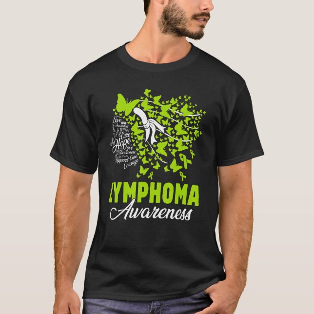 Hope Kärlek Cure Butterflies Lymphoma Awareness Mo T Shirt (Framsida)