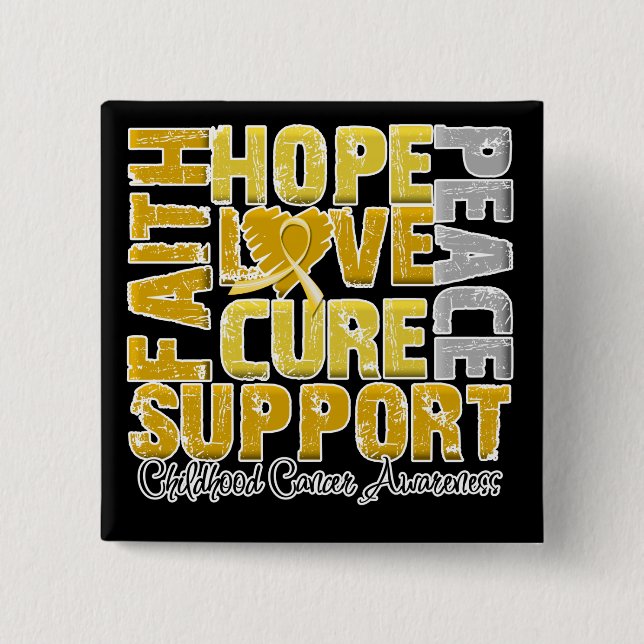 Hope Kärlek Cure Children Cancer Awareness Knapp (Framsida)