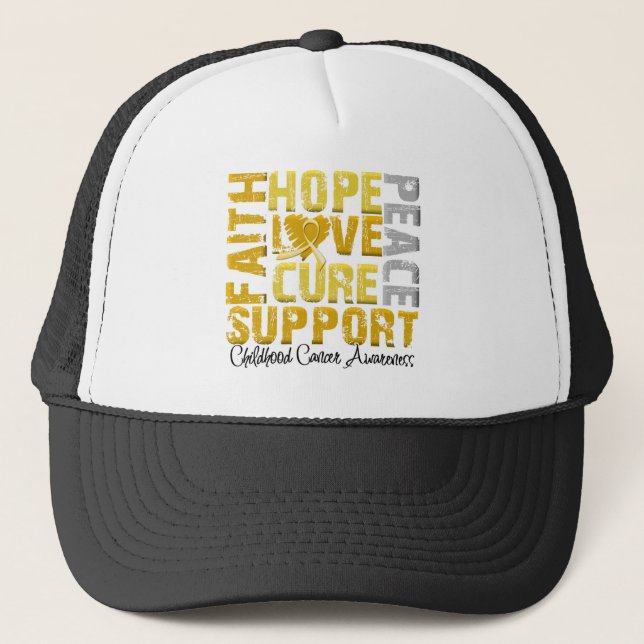 Hope Kärlek Cure Children Cancer Awareness Truckerkeps (Framsida)