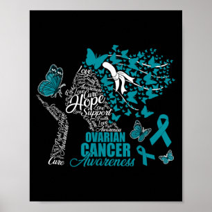 Hope Kärlek Cure Ovarian Cancer Awareness Butterfl Poster