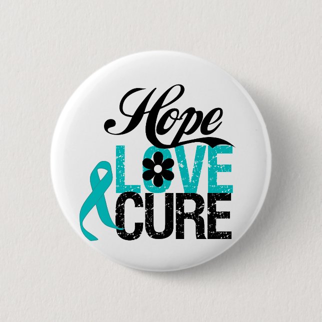 Hope Kärlek Cure OVARIAN CANCER-gåvor Knapp (Framsida)