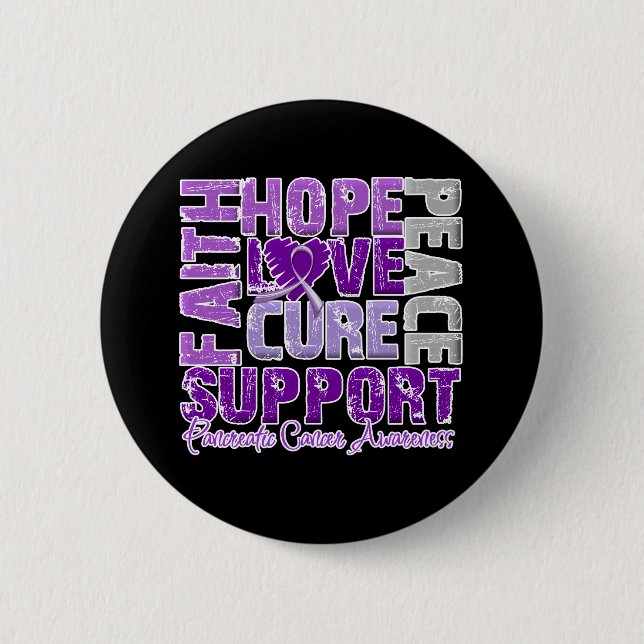 Hope Kärlek Cure Pancreatic Cancer Awareness Knapp (Framsida)