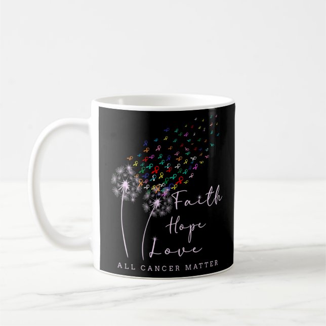 Hope Kärlek Dandelion World Cancer Day Kaffemugg (Vänster)
