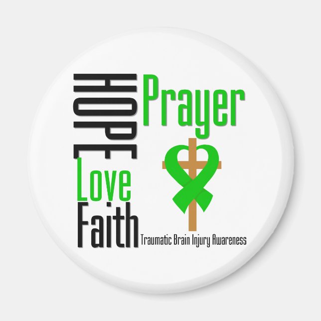 Hope Kärlek Faith Prayer Traumatic Brain Injury Magnet (Framsidan)