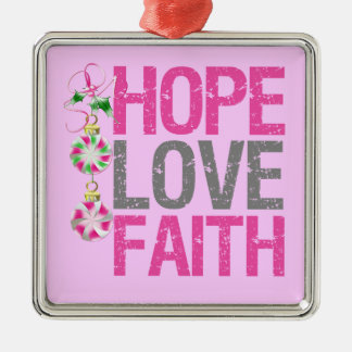 Hope Kärlek Faith Rosa jul Julgransprydnad Metall