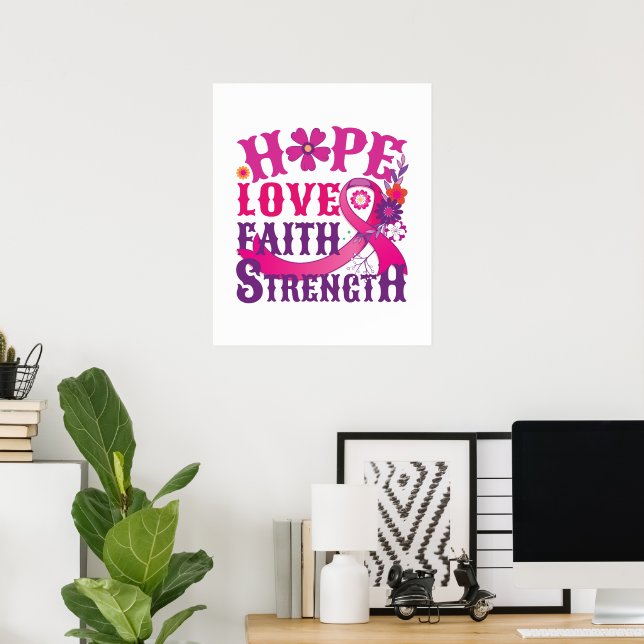 Hope-Kärlek-Faith-Strength Poster (Hemmakontoret)