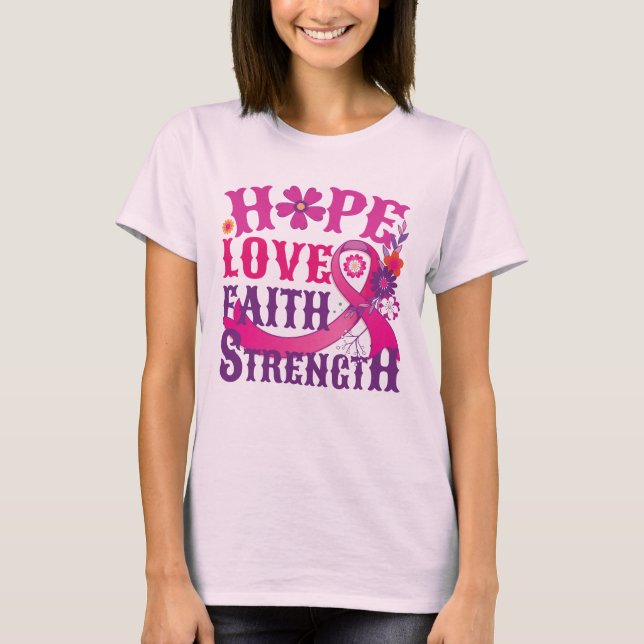 Hope-Kärlek-Faith-Strength T Shirt (Framsida)