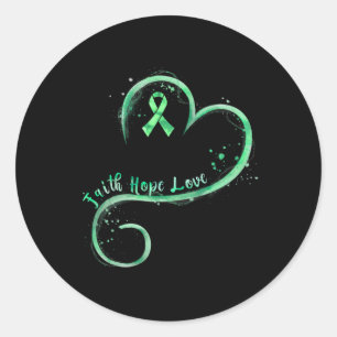 Hope Kärlek Grönt Ribbon Mental Health Awareness Runt Klistermärke