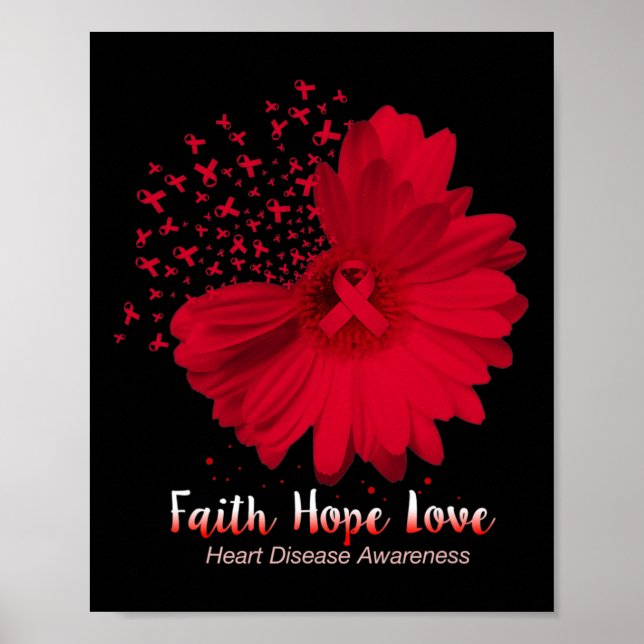Hope Kärlek Heart Disease Awareness Solros Poster (Framsidan)