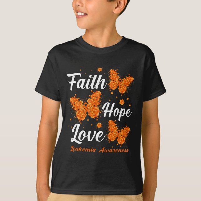 Hope Kärlek Leukemia Awareness Butterfly T Shirt (Framsida)