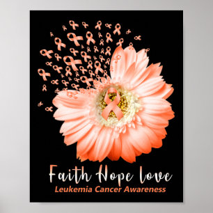 Hope Kärlek Leukemia Awareness Orange Ribbon Daisy Poster