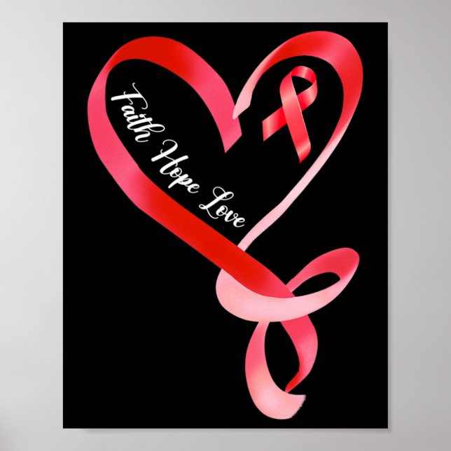 Hope Kärlek Red Ribbon Heart Disease Awareness 1 Poster (Framsidan)