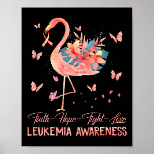 Hope Kärlek Rosa Flamingo Breast Leukemia Awarenes Poster