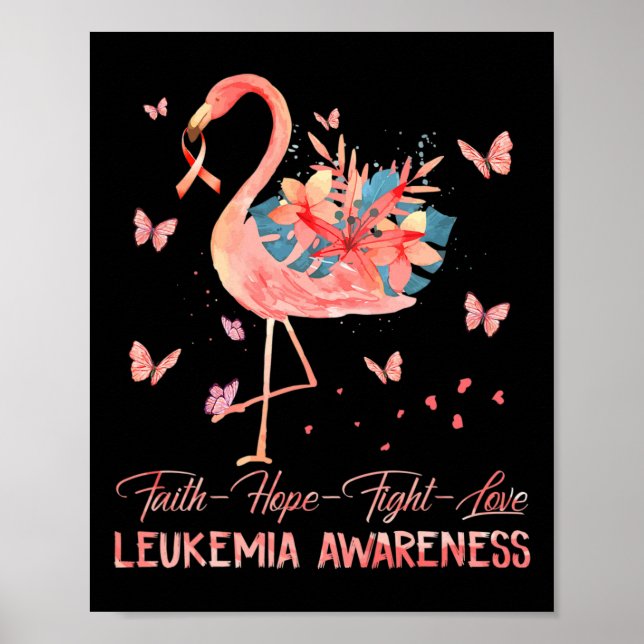 Hope Kärlek Rosa Flamingo Breast Leukemia Awarenes Poster (Framsidan)