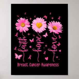 Hope Kärlek Rosa Ribbon Breast Cancer Awareness Da Poster