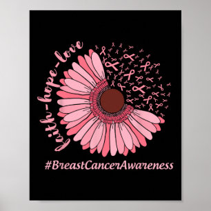 Hope Kärlek Solros Ribbon Breast Cancer Awareness Poster