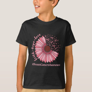 Hope Kärlek Solros Ribbon Breast Cancer Awareness T Shirt