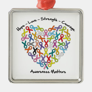 Hope Kärlek Strength Courage Awareness Matths Julgransprydnad Metall