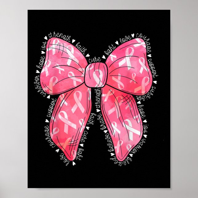 Hope Kärlek Support Rosa Coquette Bow Breast Cance Poster (Framsidan)