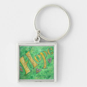 Hope Keychain Fyrkantig Silverfärgad Nyckelring